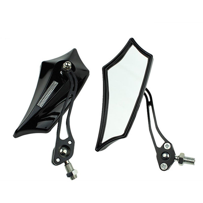 ESUPPORT Black Universal Motorcycle Motorbike Bike 8mm 10mm Rear View Side Mirror Scooter ATV - Image 1
